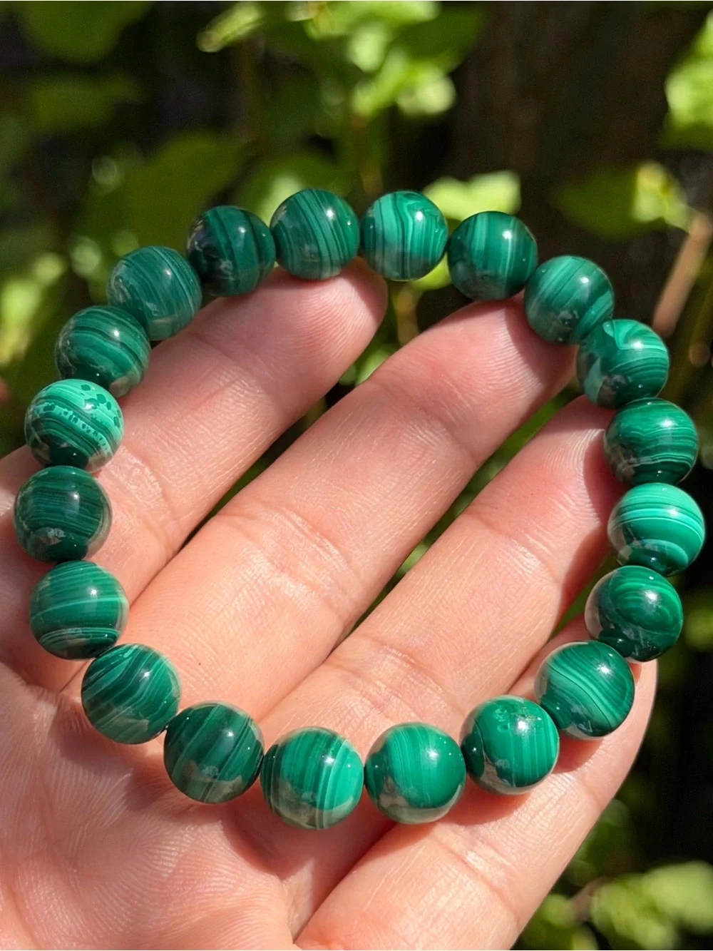 Green Malachite Bead Stretch Bracelet - Unbranded pap